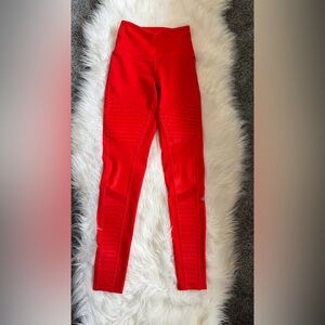 ALO Yoga Women's Red Skinny Moto-Panel Jeans